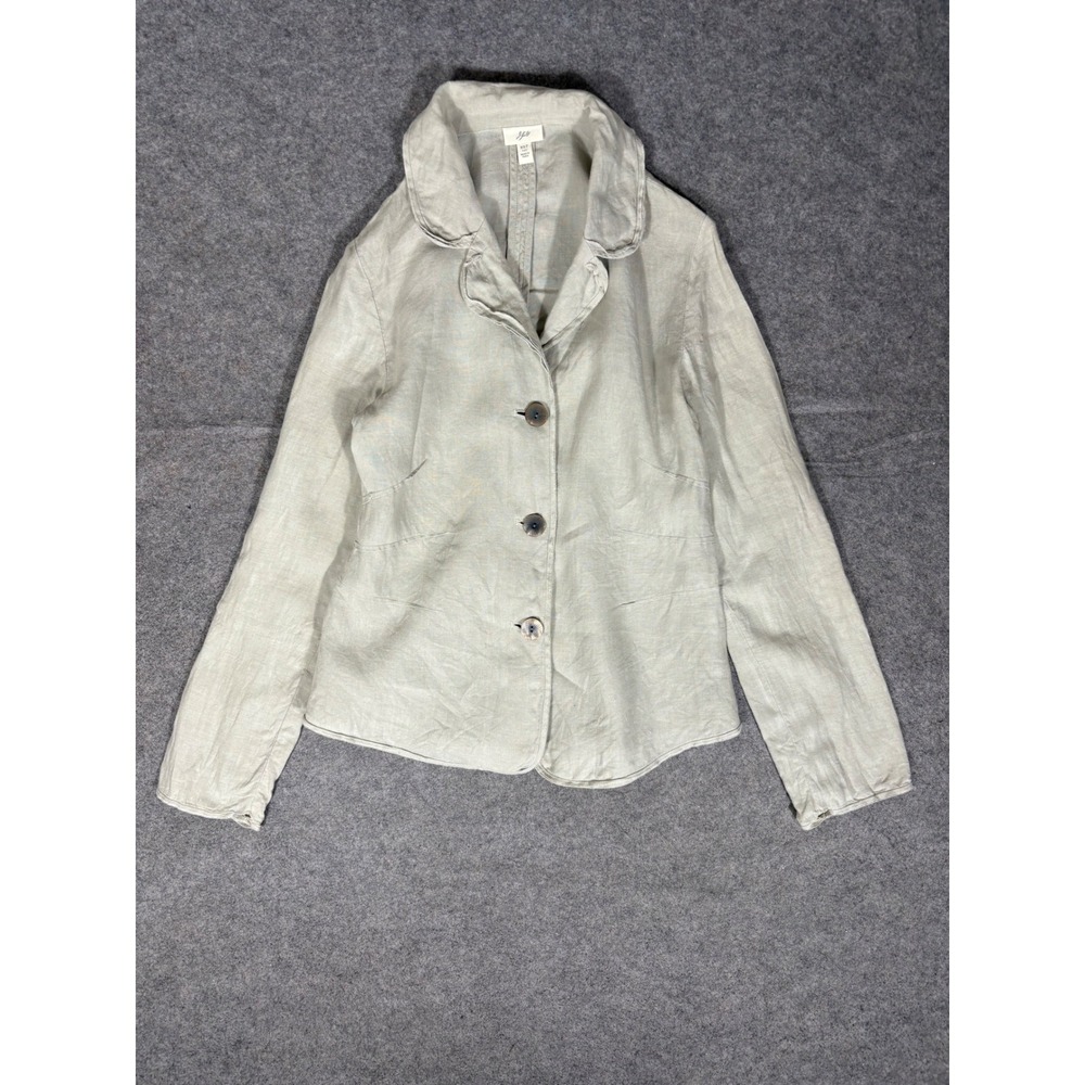 J.Jill Womens XST Tall Linen Blazer Jacket Tan Beige 3 Button 71-4744T